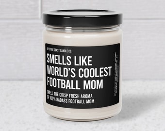 Worlds coolest football mom scented soy candle, 9oz, black label
