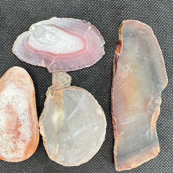 Unpolished Agate Slice 4 Piece Lot