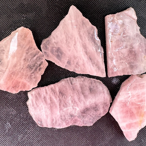 Rose Quartz Unpolished Slab | Lot of 5 | 277 Grams