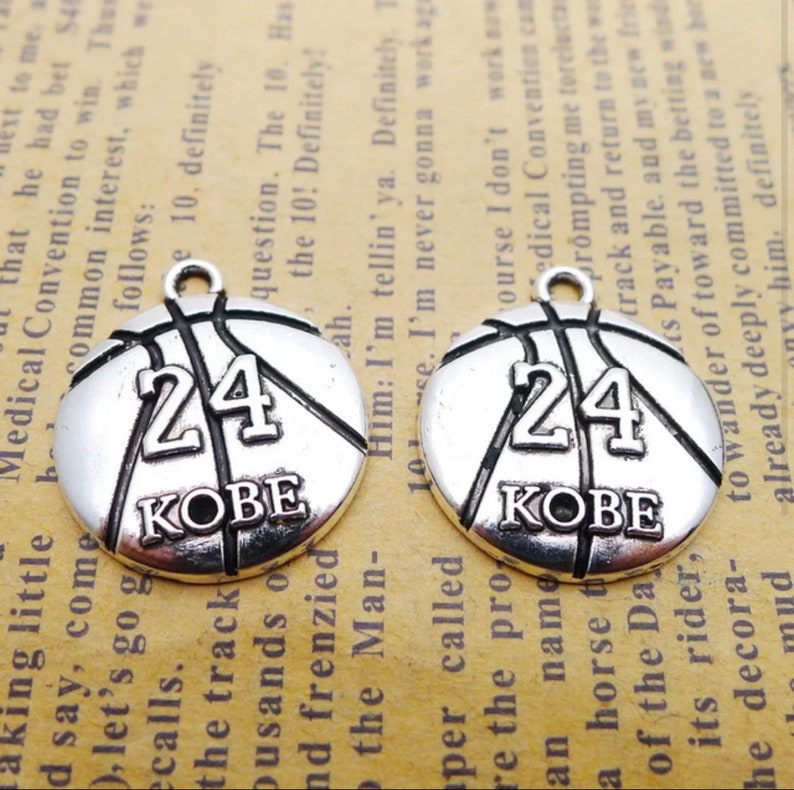 Handmade Kobe Bryant Pendant Jewelry No 24 Antique Silver Color Alloy Necklace, Pendant