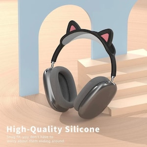 Linda diadema con orejas de gato para Apple AirPods Max, protectores de silicona suave para auriculares, cojín cómodo, funda protectora para almohadilla superior