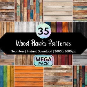 Wood Planks - Wood Texture Seamless Digital Pattern Pack - Printable Digital Paper - PNG Instant Download - 12x12in - Commercial Use