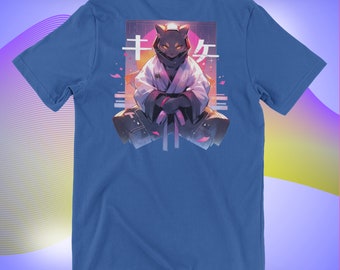 Synthwave Karate Cat T-Shirt | Retro Anime Graphic Tee