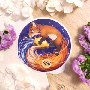 Signe du zodiaque Verseau en renard - Autocollants Chibi