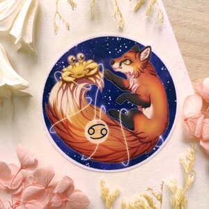 Krebs Sternzeichen als Fuchs - Chibi Sticker