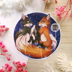 Zwillinge Sternzeichen als Fuchs - Chibi Sticker