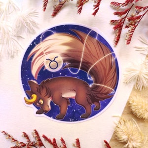 Signe du zodiaque Taureau en renard - Autocollants Chibi