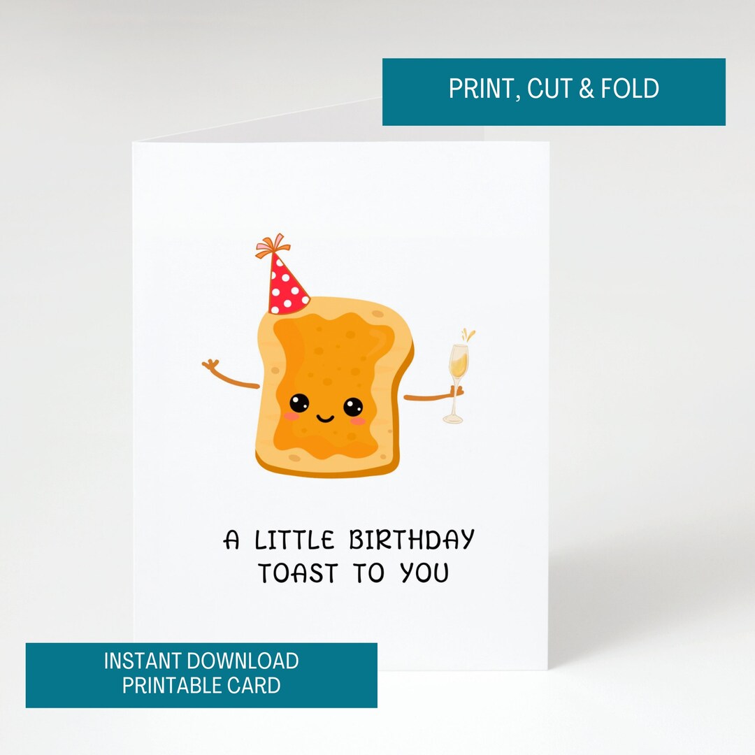 A Birthday Toast Printable Card. Instant Download. Digital Etsy
