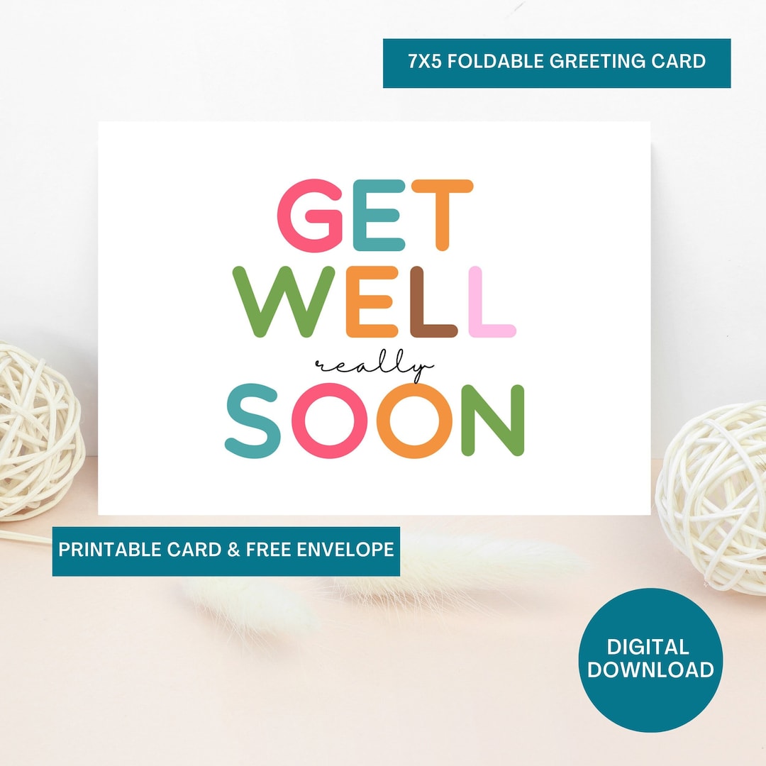 Get Well Soon Printable Card. Instant Download PDF Digital - Etsy