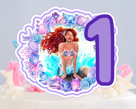 THE LITTLE MERMAID Age 1 L Birthday Cake Topper L Halle Bailey L Digital  Download 