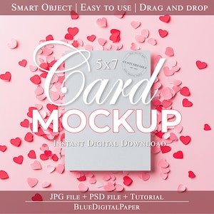 5 x 7 Valentijn kaart mockup, uitnodigingskaart, wenskaart, huwelijksuitnodigingen, Moederdag, eenvoudige mockup, romantische groet, minimale mockup