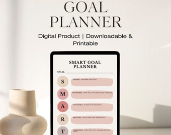 Digital Goal Planner | SMART Goals | Worksheets | Printable Goal Planner | Digital & Printable Template | Goal Setting