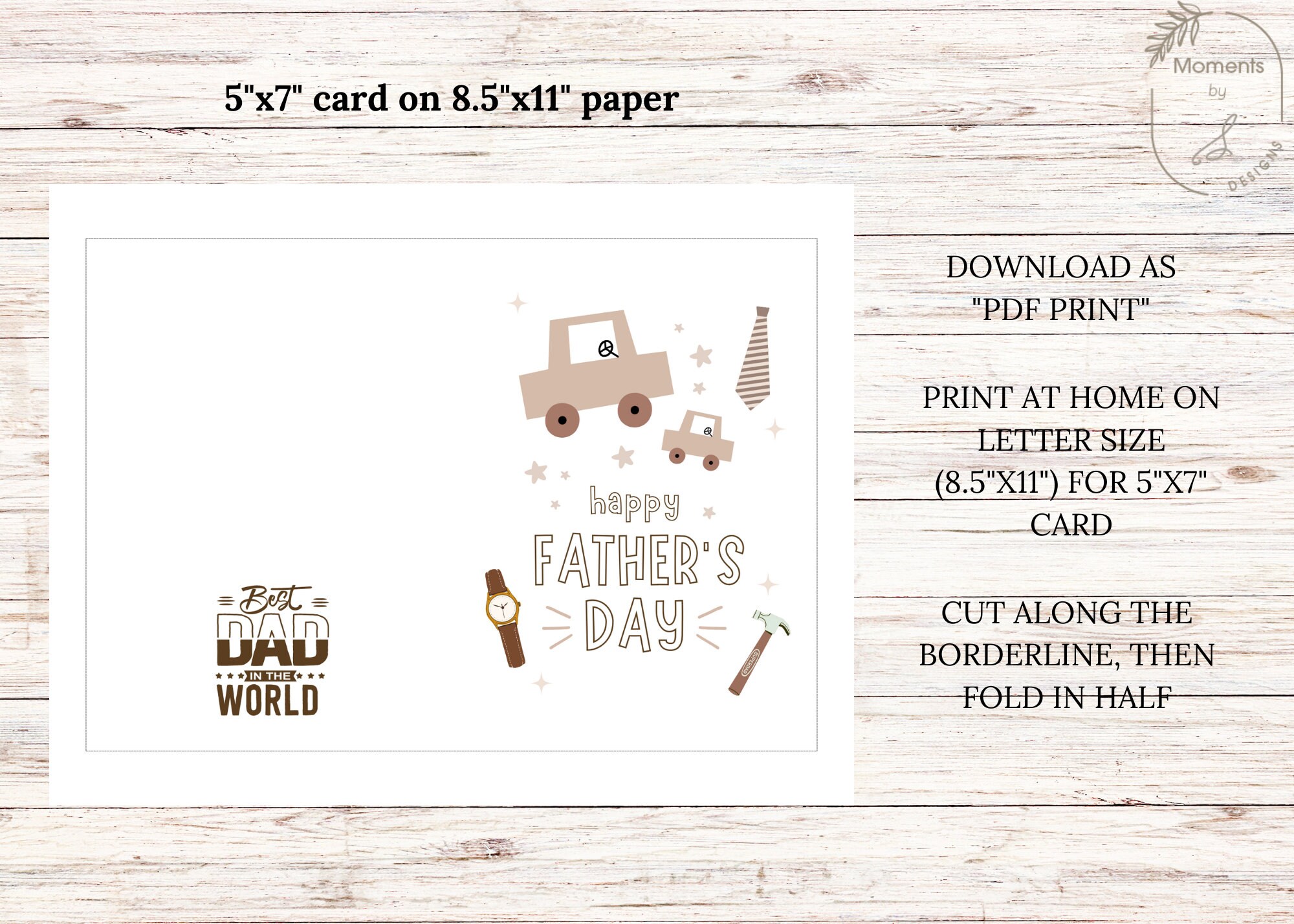 Father's Day Card Template Printable Happy Father's Day Card Editable ...