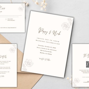 Minimalist Wedding Invitation Template: Elegant Boho Design (Digital Download)