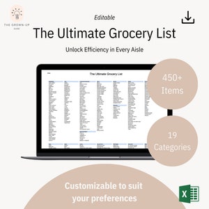 ANPASSBARE druckbare Einkaufslistenvorlage – Essensplanung und Einkaufscheckliste – Sofortiger Download – Küchenorganisation