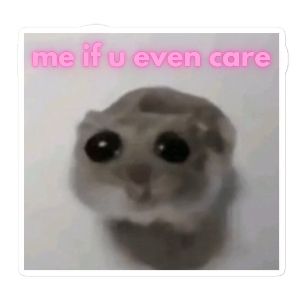 Me If You Even Care Sad Hamster Meme Funny Laptop, Water Bottle Sticker