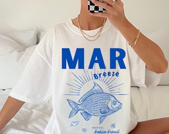 Mar Breeze Unisex Garment-Dyed T-shirt, Ocean Waves Tee, Beach Vibes Shirt, Coastal Summer Top, Sea Lover Apparel