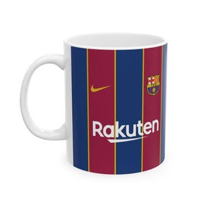 Personalized Barcelona Football Ceramic Mug, Soccer Fan Gift, Coffee Cup, Tea Mug, Sports Theme Drinkware, Soccer Team Mug