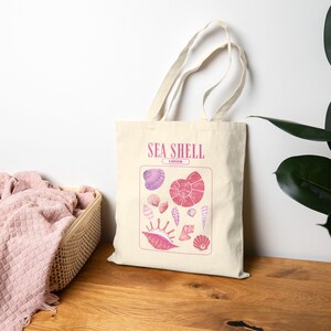 Sea Shell Lovers Tote Bag - Beach Tote, Ocean Theme Shoulder Bag, Coastal Shell Print Shopping Bag, Summer Vacation Carryall, Beach Lover