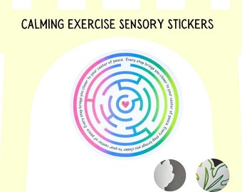 Calming Sensory Stickers, Large Labyrinth Adhesives Fidget Textured Stickers, Anti Stress Calm Exercise, Stress Relief stickers Adults Teens