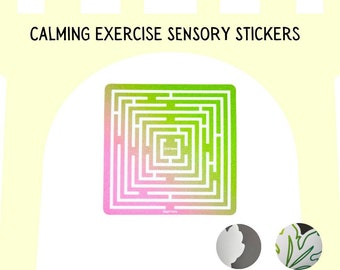 Calming Sensory Stickers, Large Labyrinth Adhesives Fidget Textured Stickers, Anti Stress Calm Exercise, Stress Relief stickers Adults Teens