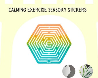 Calming Sensory Stickers, Large Labyrinth Adhesives Fidget Textured Stickers, Anti Stress Calm Exercise, Stress Relief stickers Adults Teens