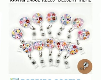 Kawaii badge reels, Dessert Theme Handmade Decoden ID badge holder for Nurse, Teacher, Students