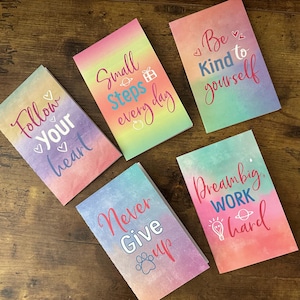 Self Love Quotes Small Journals Rainbow Inspirational Covers Pocket Size Notepad Monthly Mini Journal Goal Setting Diary Motivational Quotes