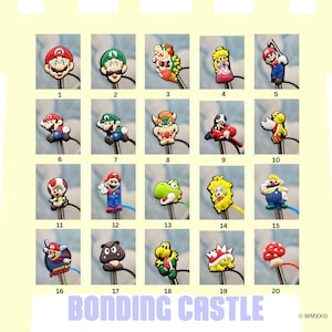 Mario Luigi Princess Peach Bowser Super Mario Straw Covers, Mario Bros Straw Toppers, hoes voor metalen glazen rietjes 6-8 mm rietjesopening