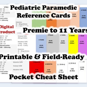 Tarjetas de referencia para paramédicos pediátricos / Guía de campo de los SEM (Imprimible)