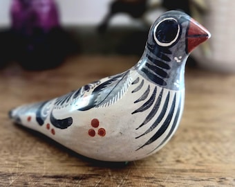 Uccello messicano Tonalá in ceramica vintage - uccello dipinto a mano