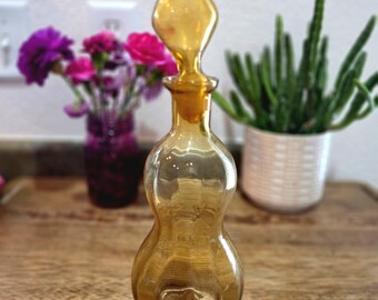Glass Genie Bottle - Amber Decanter - MCM