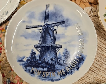 Rond babybord You Spin Me Right – grappig vintage verzamelbord – geüpcycled muurkunst – cadeau retro humor