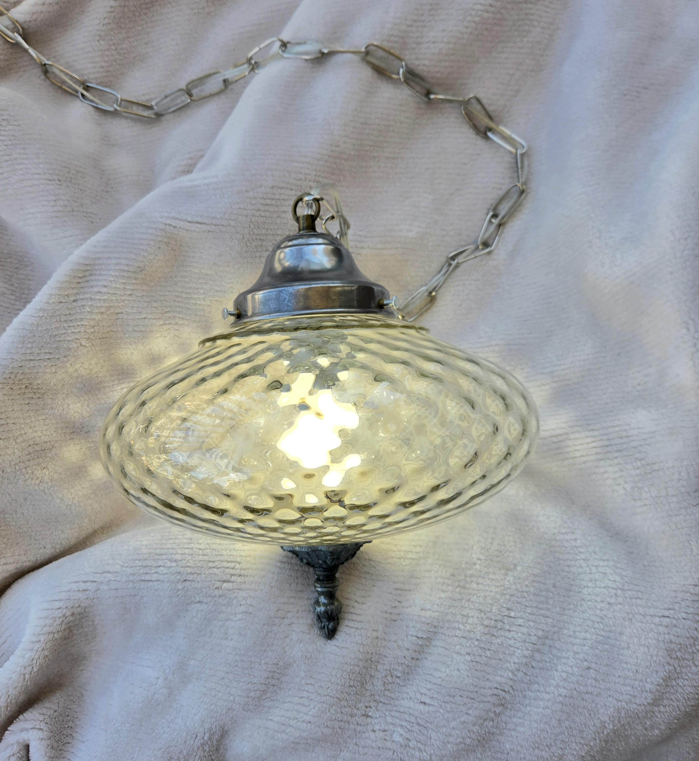 60s 70s Hanging Glass Lamps - Etsy