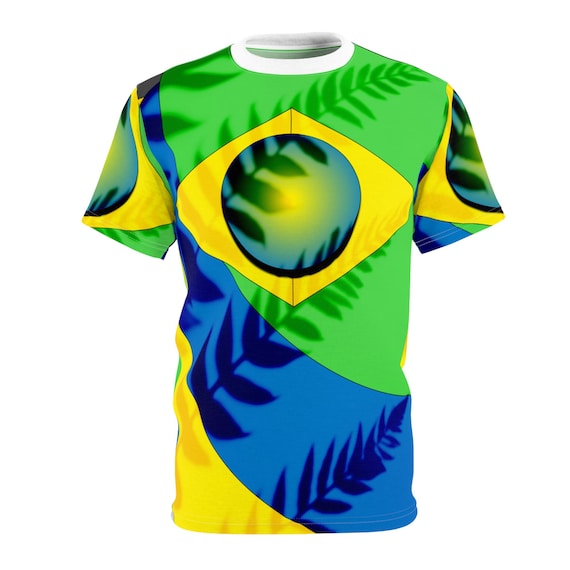 Brazilian Carnival Abstract Flag Tee: Unisex Soccer Fan Shirt for Tropical Vacations & Cultural Events brasil t shirt