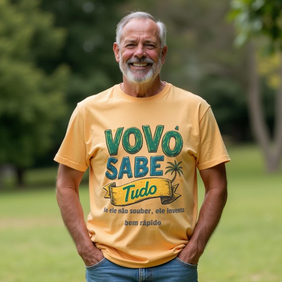 Funny Portuguese Grandpa T-Shirt: Vovô Sabe Tudo (Grandpa Knows Everything) Gift Tee