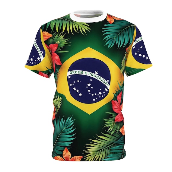 Brazilian Floral Flag Unisex Tee - Tropical Carnival Shirt for World Cup Fans - Lightweight Rio Wear