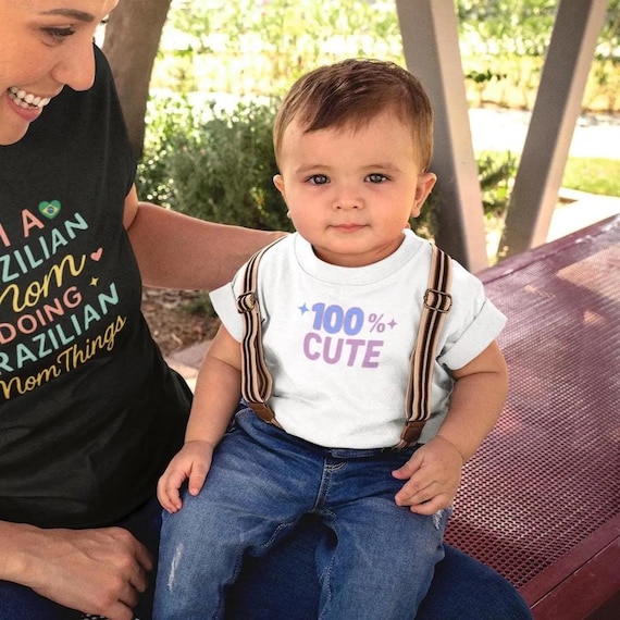 Infant Tee Shirt, 100% Cute, Purple Lavender Text, Baby Onesie, Toddler Tee, Photo Shoot Outfit, Family Picnic, Baby Shower Gift, Newborn
