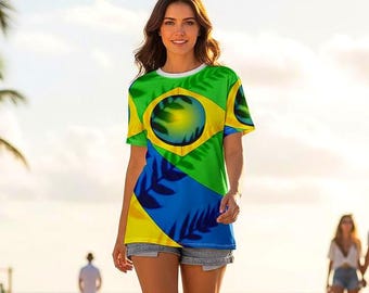 T-shirt met Braziliaanse vlag: abstract T-shirt carnavalsvoetbalfan