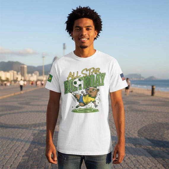 Capybara Soccer Birthday Shirt, Personalized All Star Tee, Custom Name Gift