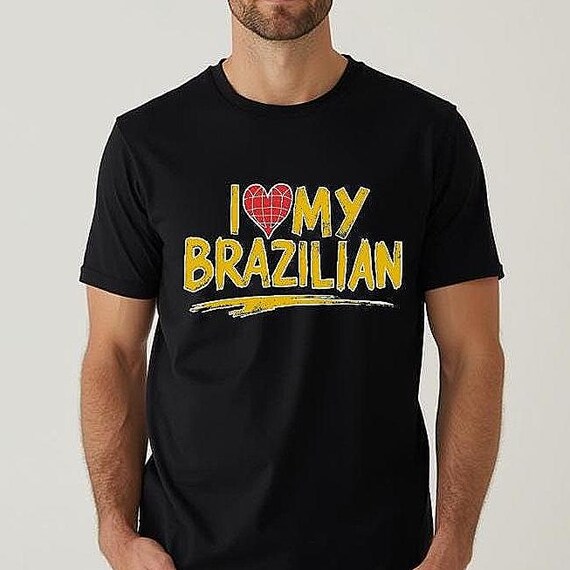 I Love My Brazilian T-Shirt, Gift for Brazilian Boyfriend or Girlfriend, Brazil Pride Vacation Shirt, Summer Outfit for Beach or Festival