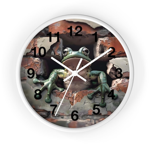 Frog Wall Clock, White or Black  Frog 3D Clock, Paper Wall Clock, Unique Home Decor, Animal Lover Gift
