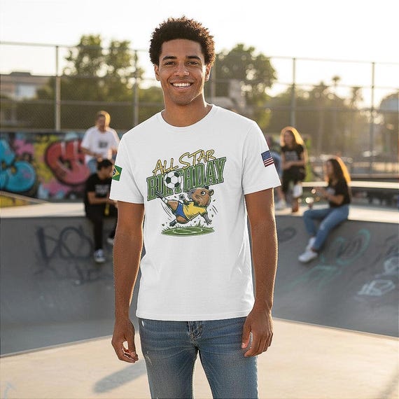 Personalized Soccer Birthday Tee All Star Capybara Kicking Ball with Custom Name