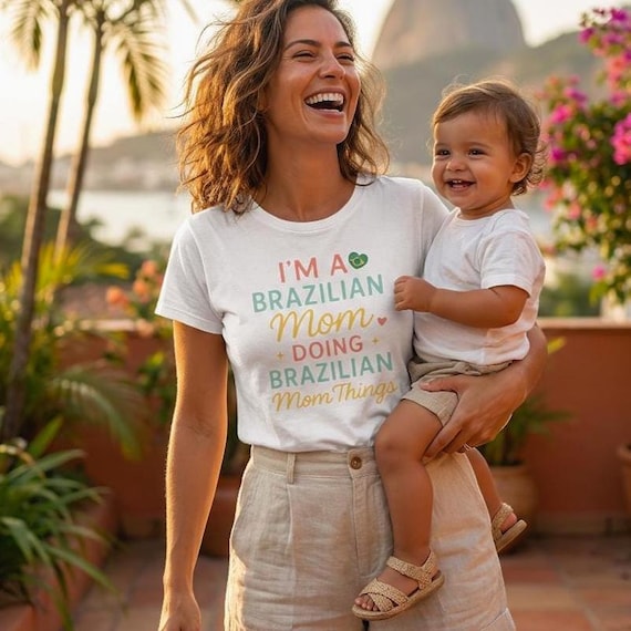 Brazilian Mom T-Shirt, Funny Portuguese Mama Shirt, Brazil Pride Gift for Moms