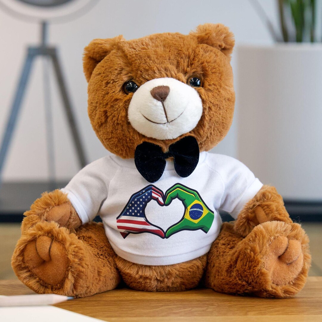 Teddy Bernas Rls Custom Heart Hands Teddy Bear With T-shirt | 7x10 Plush Keepsake - Etsy