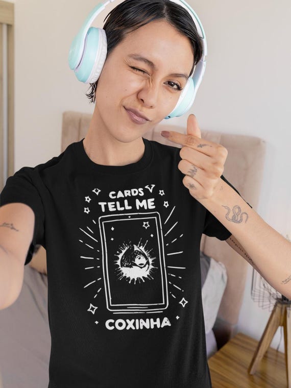 Tarot coxinha black t shirt for brazilian food lovers funny graphic tee spiritual foodie gift unisex street food shirt mystic