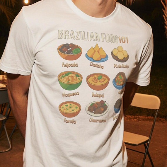 Brazilian Cuisine 101: Cartoon Guide T-Shirt for Food Enthusiasts Fun Cultural Tee brasil t shirt