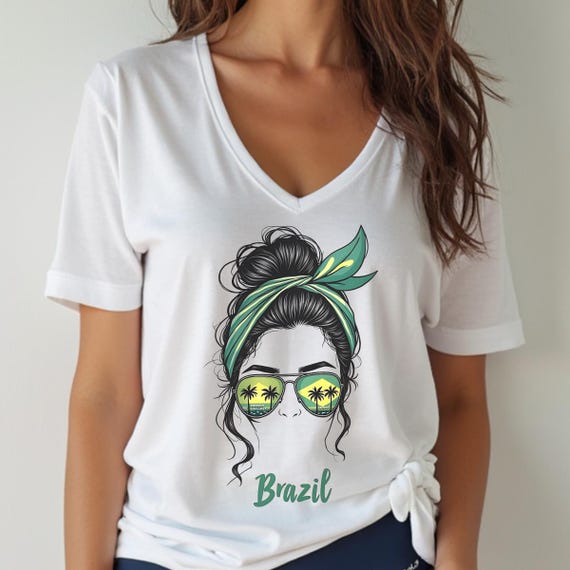 Brazilian Girl Shirt, Cute Brazil Pride Tee, Brazil Flag Sunglasses Shirt, Gift for Brazilian Women