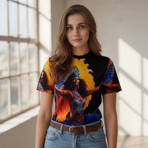Vibrant Brazilian Samba Carnival Dancer Tee | Unisex Festival Streetwear | Colorful Music Lover Shirt