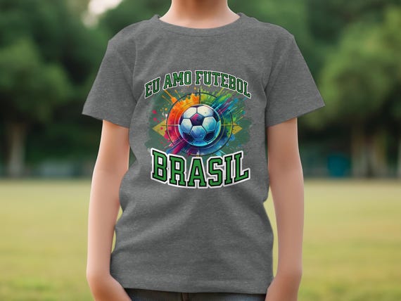 Eu Amo Futebol Brasil T-Shirt, Soccer Lover Brazil Tee, Brazil Football Fan Shirt, Colorful Brazilian Pride T-Shirt